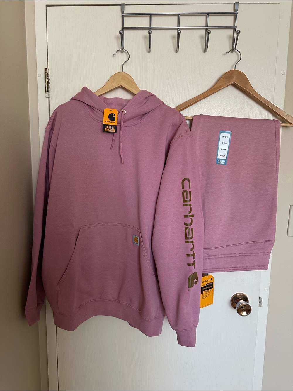 Carhartt Dusty Mauve Hooded Sweatshirt and Sweatpants Set